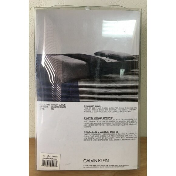 New Calvin Klein 2 Standard Shams- RAY Modern Cott - Picture 2 of 4